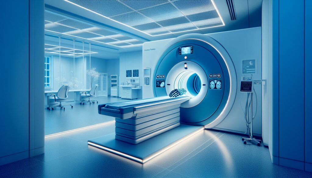 CT scan machine in a modern medical imaging room for diagnostic radiology.