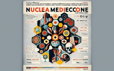 Nuclear medicine infographic highlighting medical imaging techniques and procedures for diagnosis an.