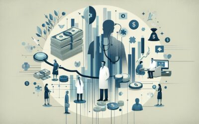 AI-generated image illustrating digital healthcare and financial technology concepts.