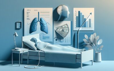 Lung health and medical monitoring in a hospital room with charts and medical equipment.
