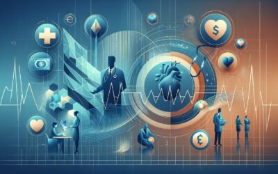 AI-powered healthcare technology with digital health icons and medical data analysis.