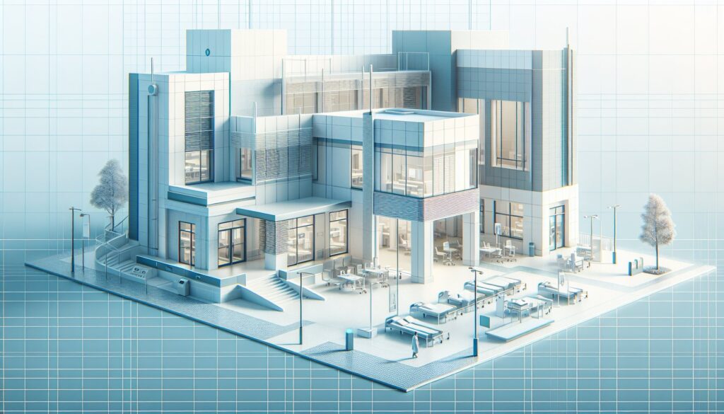 Modern architectural building with sleek design and large glass windows, showcasing innovative const.
