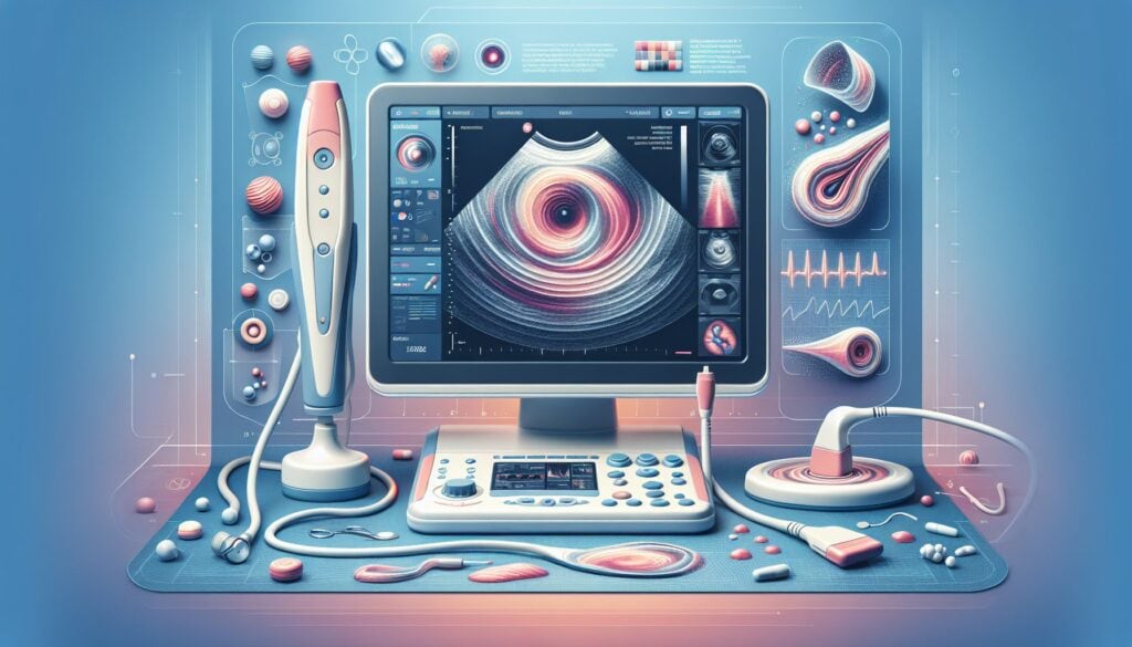 Ultrasound medical imaging device with advanced technology and colorful interface.