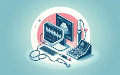 High-tech medical equipment with monitors, ultrasound, and diagnostic tools for healthcare analysis.