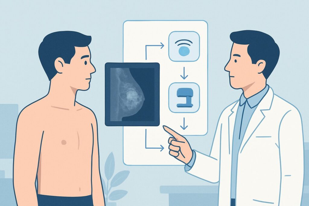 What Imaging Is Best for a Palpable Breast Mass in a Male Under 25?
