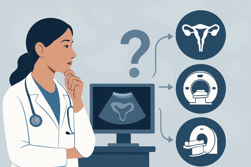 What Imaging Should You Order After an Inconclusive Ultrasound for Abnormal Uterine Bleeding?