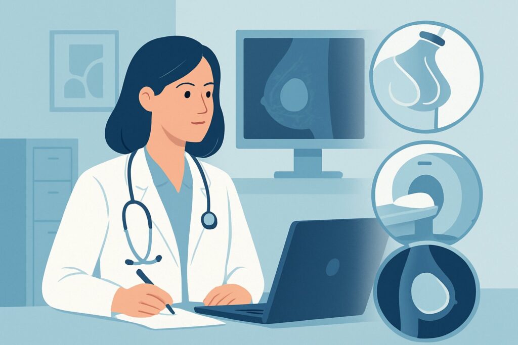What Is the Best Imaging for a Suspected Silicone Implant Complication in Women Over 40?