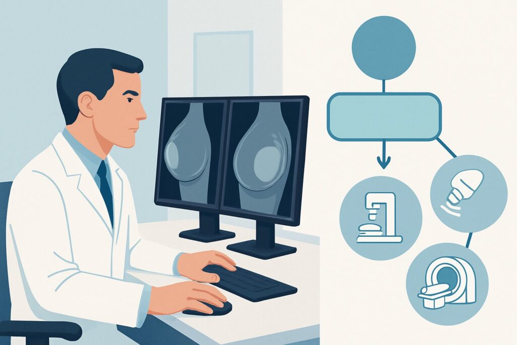 What Is the Best Initial Imaging for Axillary Adenopathy in a Young Patient with Silicone Implants?
