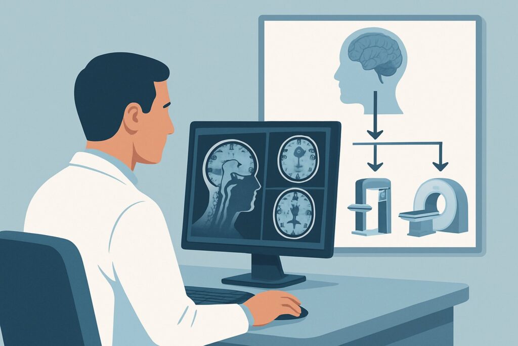 What Is the Best Initial Imaging for Suspected CNS Demyelination in an Adult?