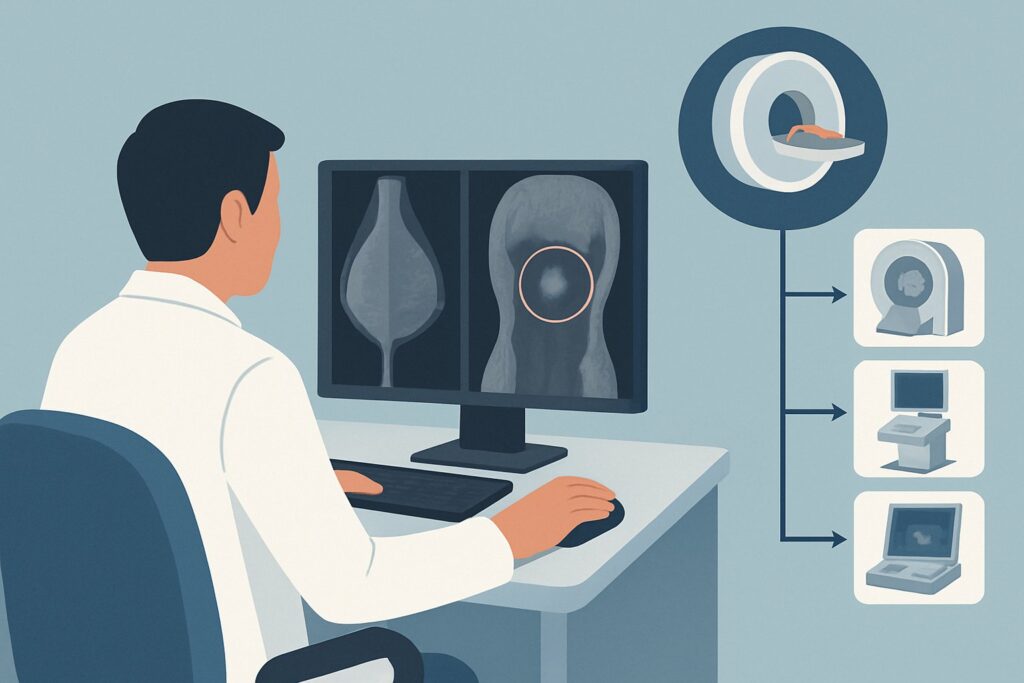 What Is the Next Imaging Step for a Suspicious Axillary Node Found on CT or MRI?