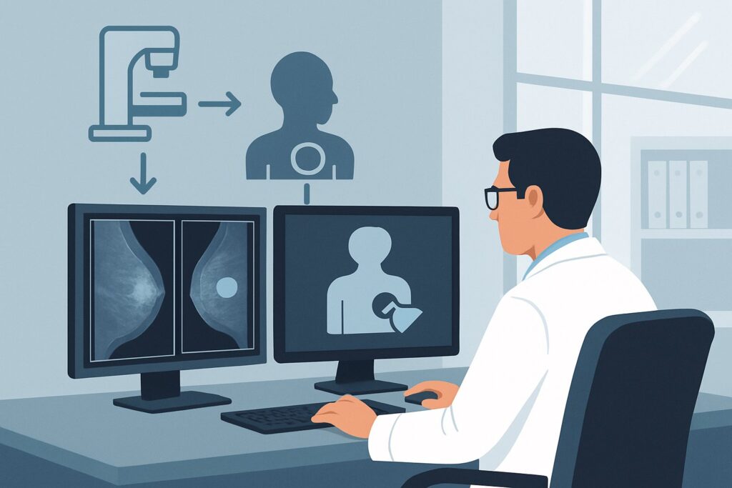 What Is the Next Imaging Step for an Indeterminate Male Breast Mass After Mammography?