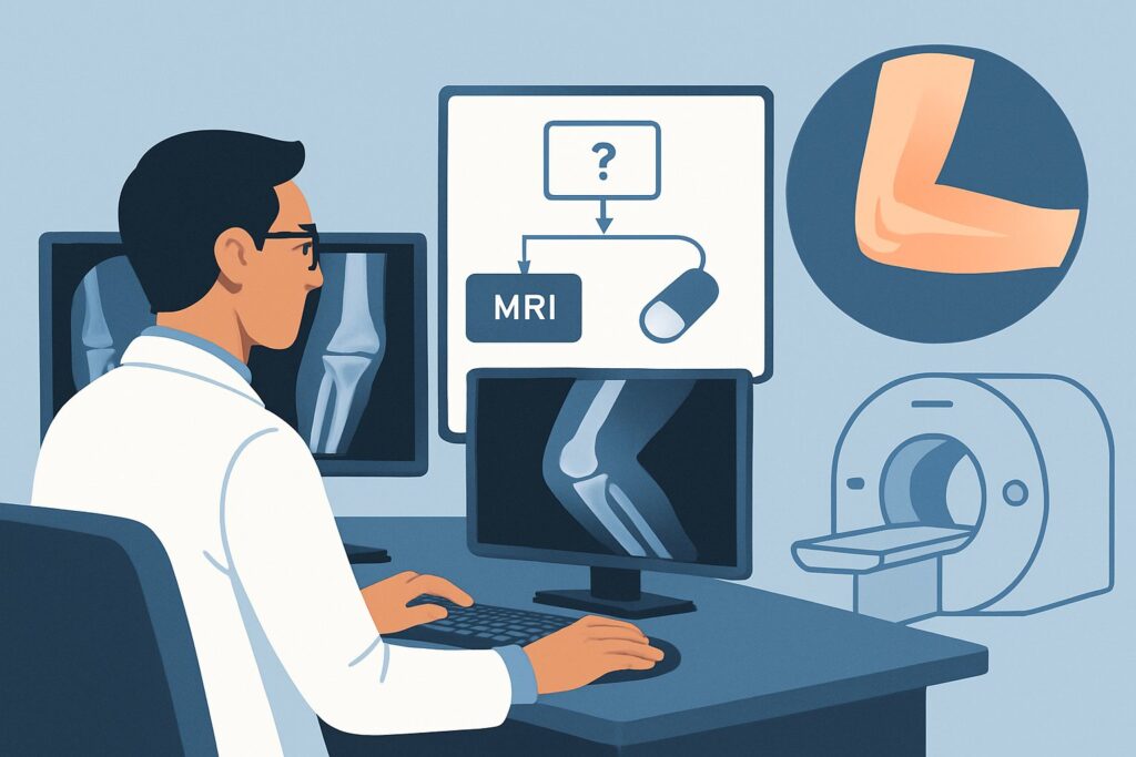 What Is the Next Imaging Study for Chronic Elbow Pain with Normal Radiographs?