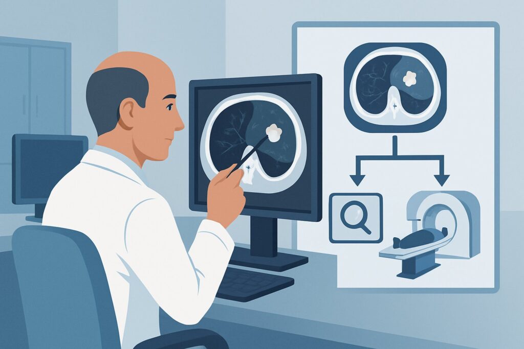 What Is the Next Step for an Enlarging Peripheral Lung Nodule in a High-Risk Patient?
