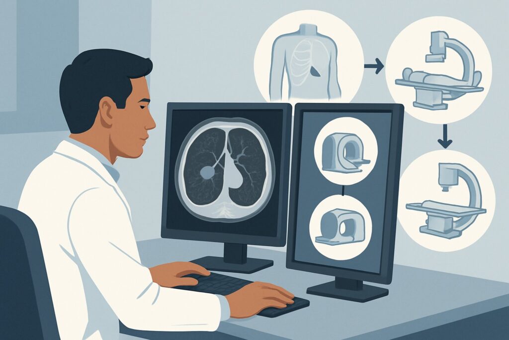 What Is the Next Step for an Enlarging Solid Pulmonary Nodule in a Smoker?