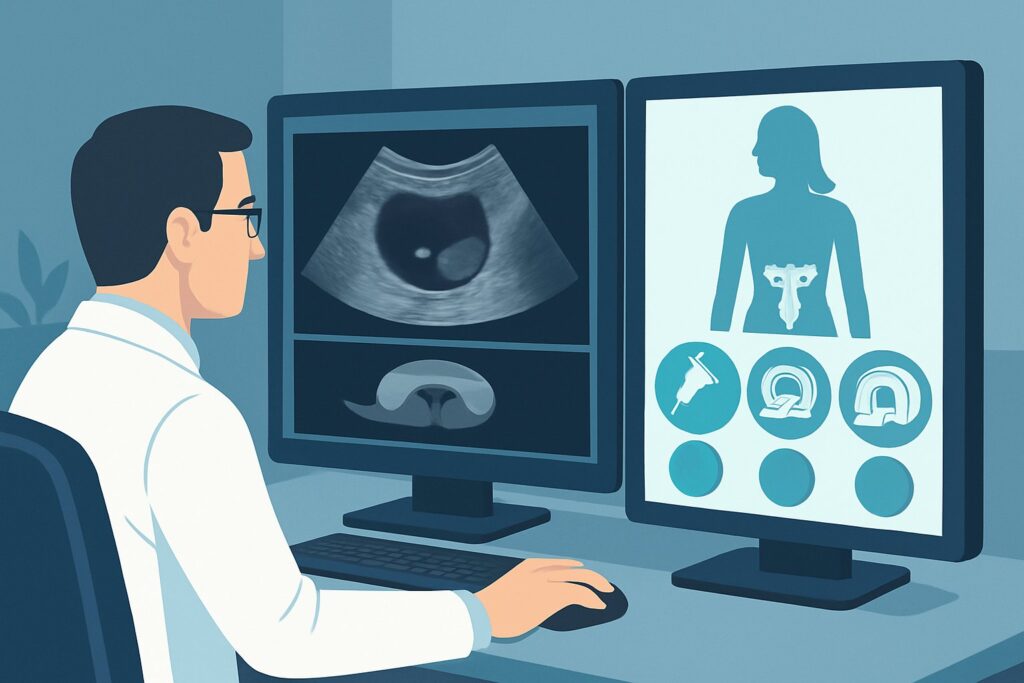 What's the Best Follow-Up Imaging for a Likely Benign Adnexal Mass in a Premenopausal Patient?