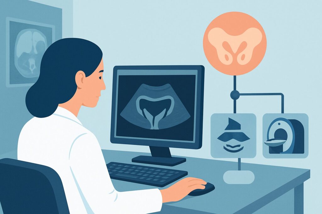 What's the Best Initial Imaging for Postmenopausal Pelvic Pain with Gynecologic Suspicion?