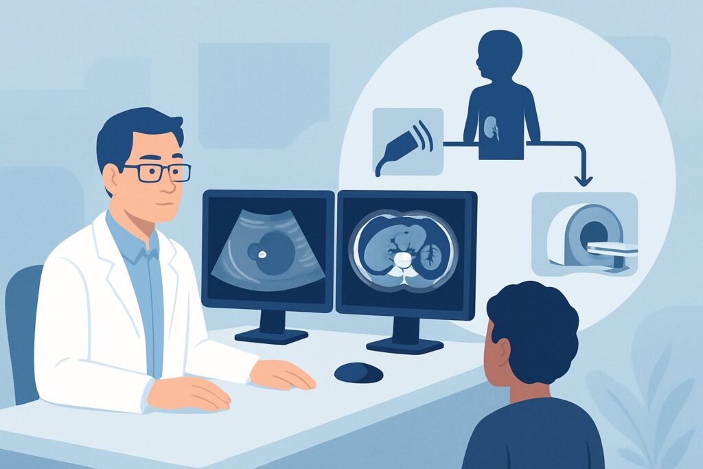 Which Imaging Is Best for a Child with Painful Hematuria and Suspected Kidney Stones?