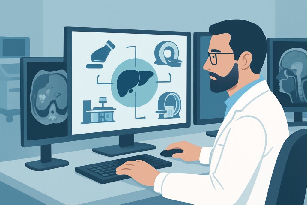 Which Imaging Is Best for Staging Primary Liver Cancer in an Adult Patient?