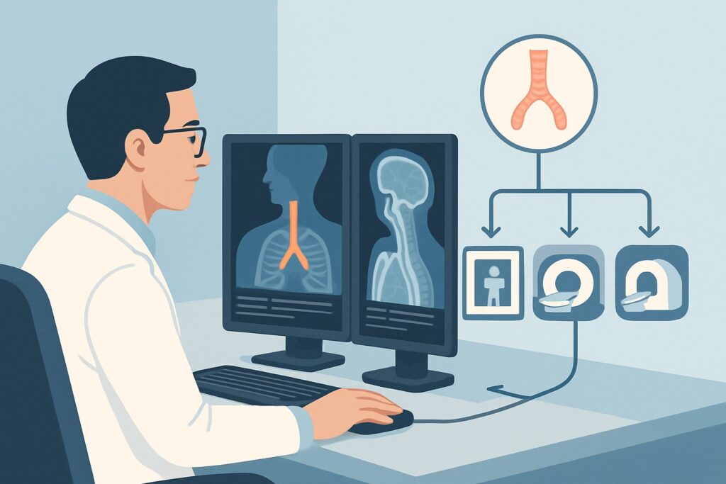 Which Imaging Study Best Assesses Adult Tracheal Stenosis Before or After Intervention?