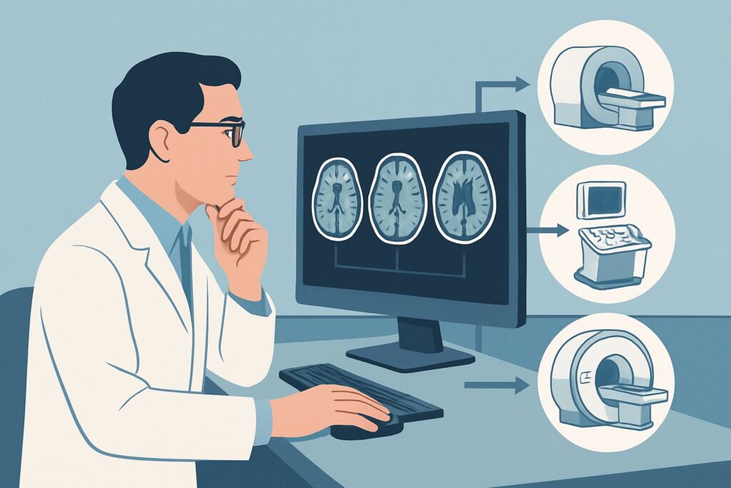 Which Imaging Study Best Evaluates a Child with Chronic Neurologic Deficits After Head Trauma?