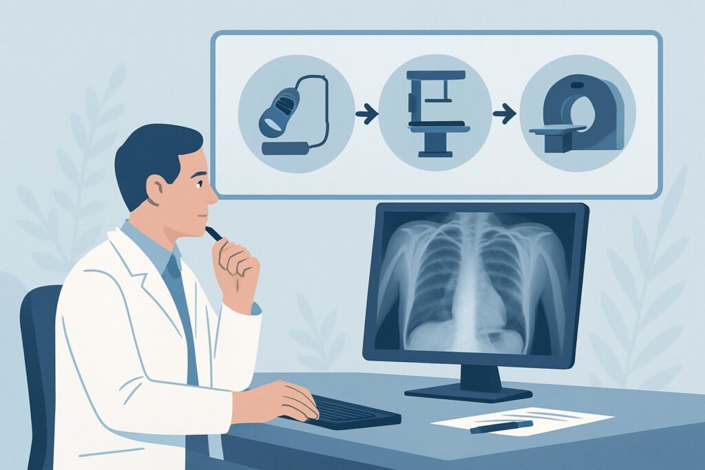 Which Imaging Study First for a Child with Chest Pain and Suspected Pneumothorax?