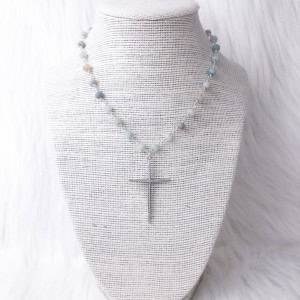 Silver Multicolored Cross Necklace