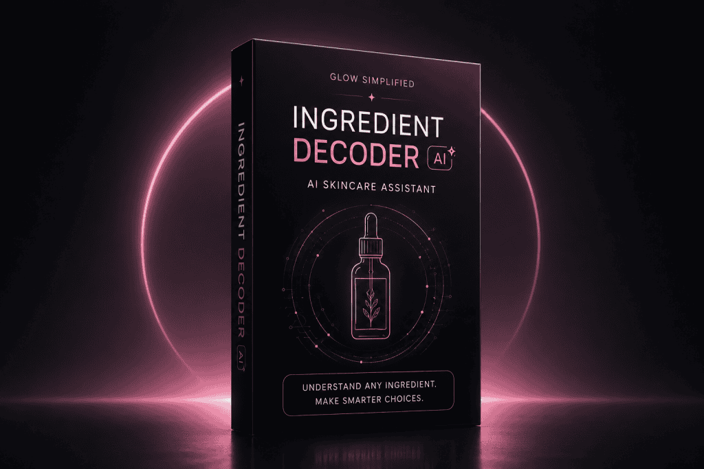 Glow Simplified Ingredient Decoder AI skincare assistant product box.