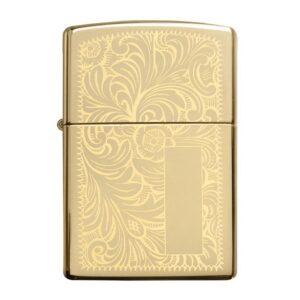 Gold floral patterned lighter, stylish accessory for dog lovers.