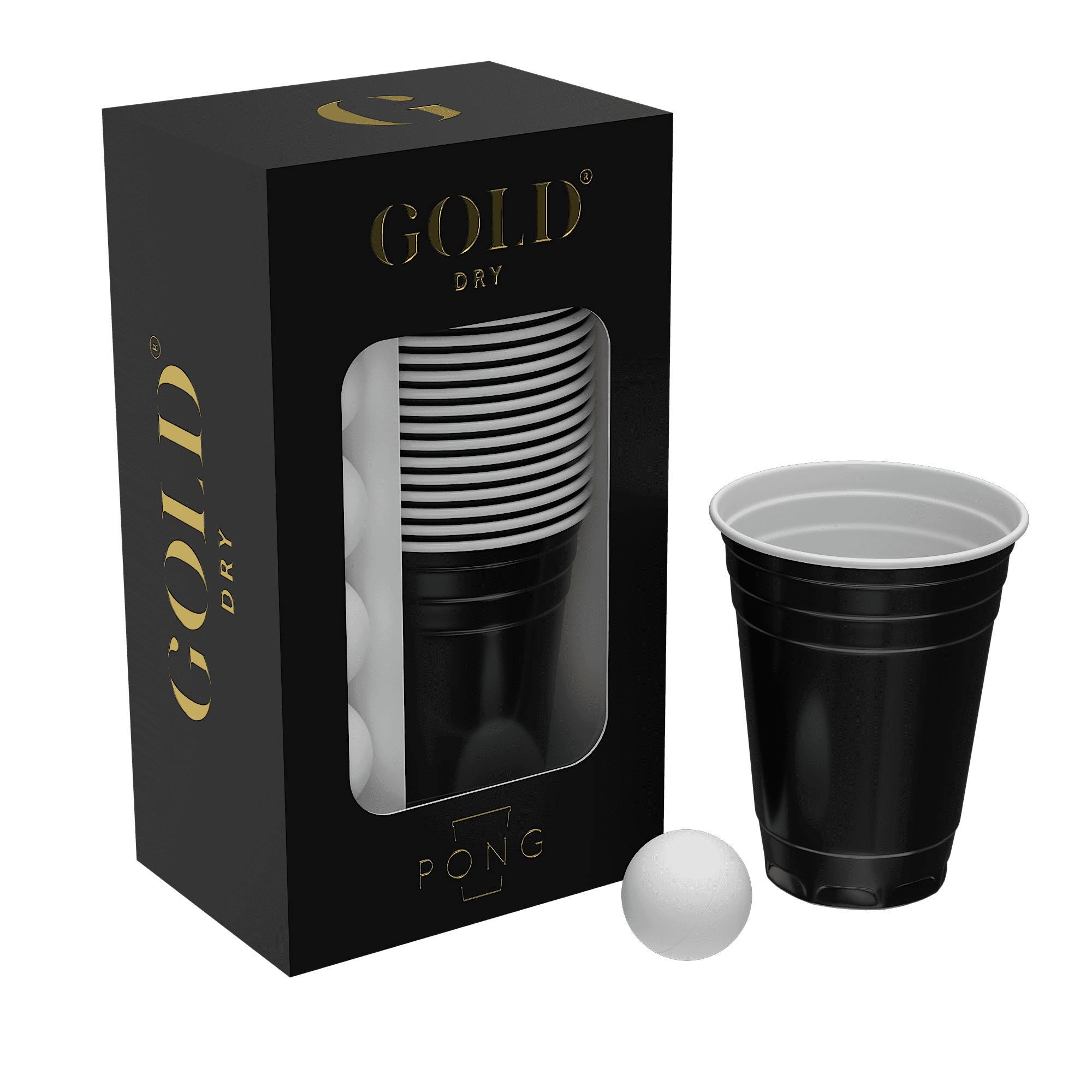 GOLD DRY Pong Set bierpong bekers en ballen