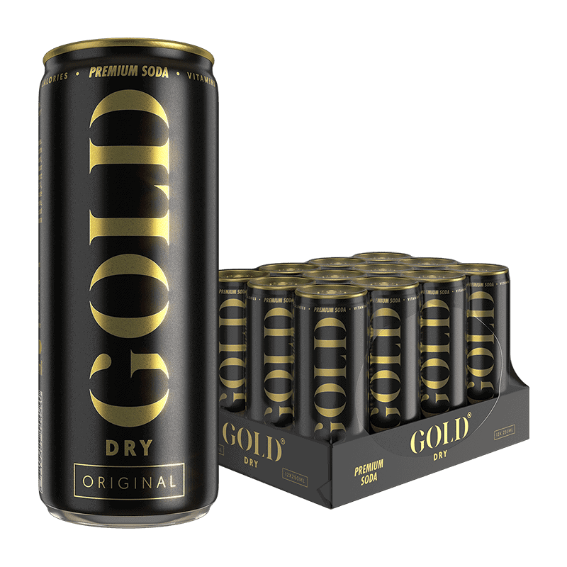 GOLD DRY Original Premium Soda tray 12 blikken 250ml suikervrij