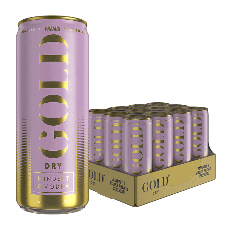 GOLD DRY Mindset Premix Vodka RTD tray 12 blikken 250ml