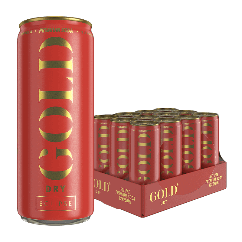 GOLD DRY Eclipse Premium Soda tray 12 blikken 250ml kersensmaak