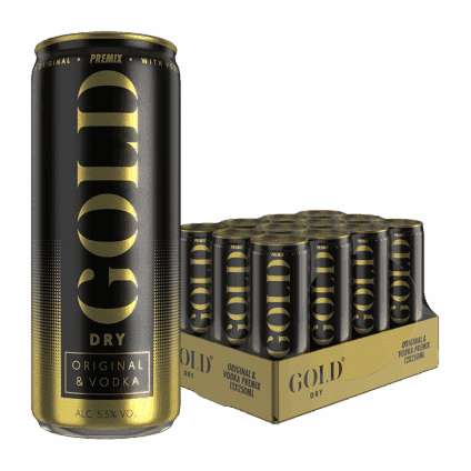 GOLD DRY Original Premix Vodka RTD tray 12 blikken 250ml