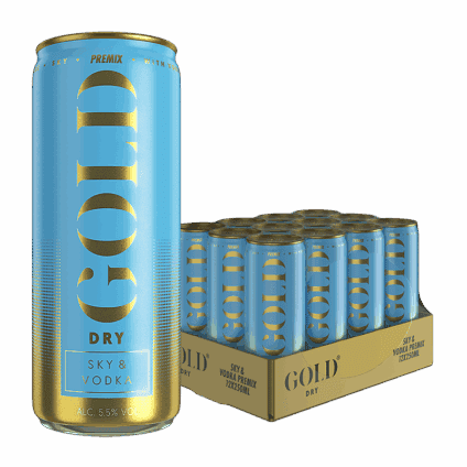 GOLD DRY Sky Premix Vodka RTD tray 12 blikken 250ml