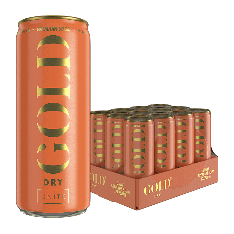 GOLD DRY Unite Premium Soda tray 12 blikken 250ml suikervrij