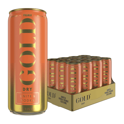 GOLD DRY Unite Premix Vodka RTD tray 12 blikken 250ml