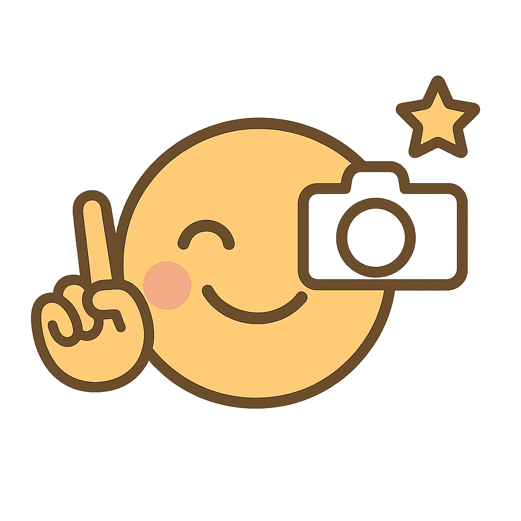 Moon smiling with finger up, camera, star, Korea photographers, Goldenhour_MYM, capturing golden hour moments in Korea.