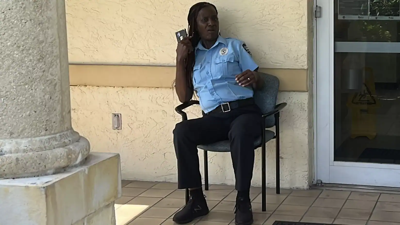 Allied Universal security guard Tennile Coleman at the Palm Beach County Community Services Department GCNN Good Citizen News Network goodcitizennewsnetwork.com News That's Not Fake