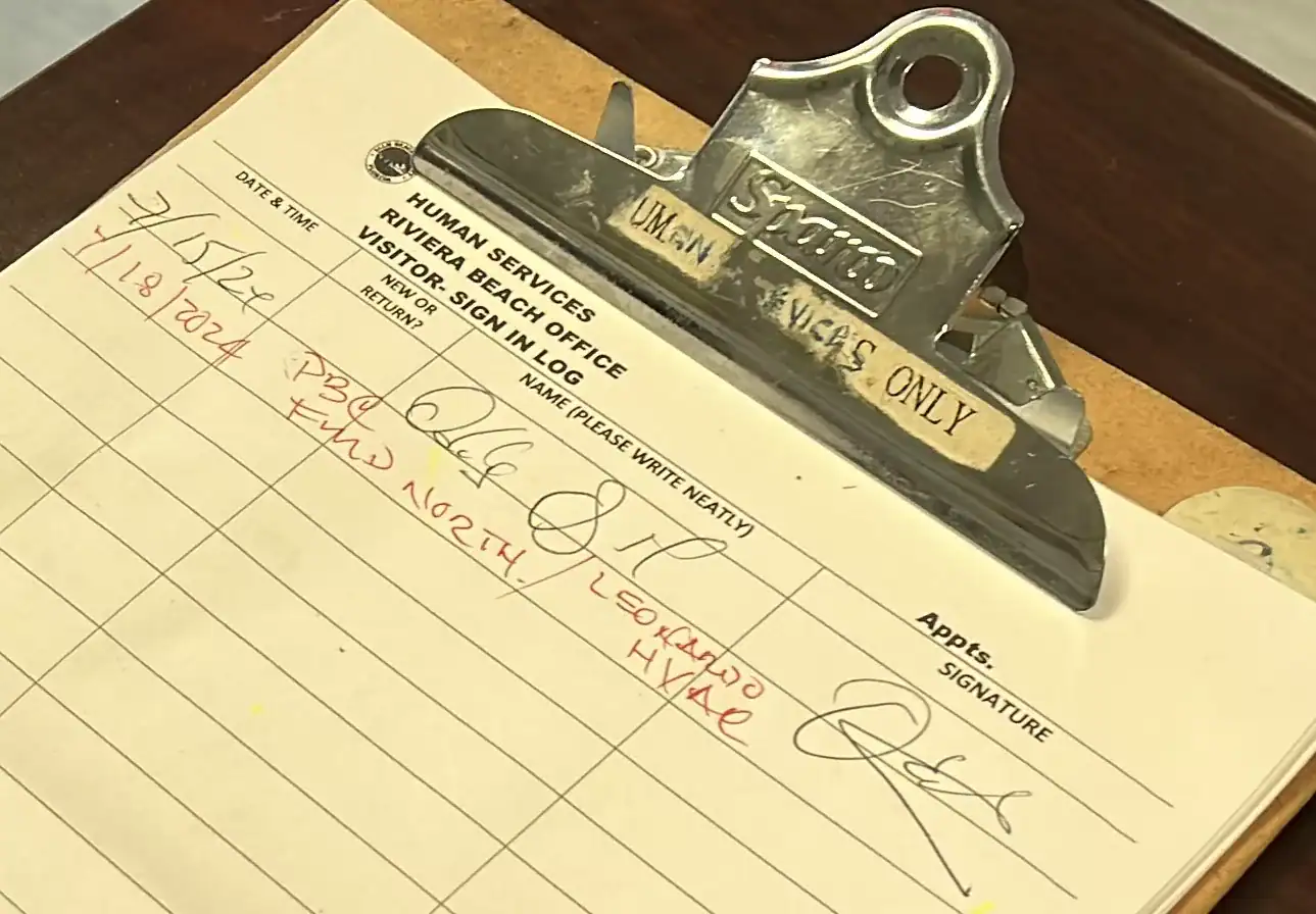 Sign in sheet at the Palm Beach County Community Services Department GCNN Good Citizen News Network goodcitizennewsnetwork.com News That's Not Fake