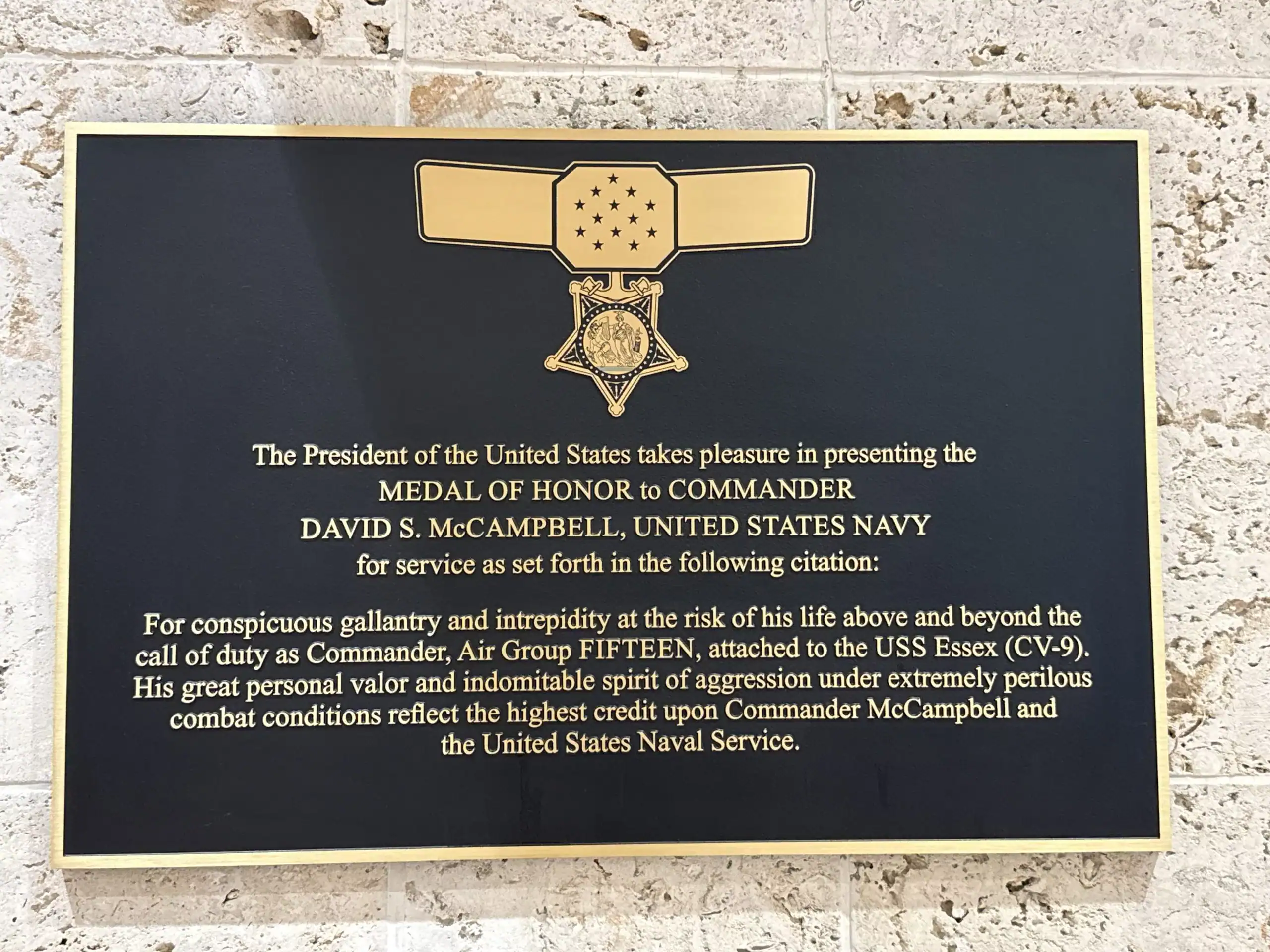 Commemorative Plaque For Medal Of Honor Recipient Commander David S. McCampbell At The Palm Beach International Airport GCNN Good Citizen News Network goodcitizennewsnetwork.com News That's Not Fake