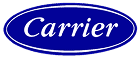 Blue oval logo with the word "Carrier" in white cursive letters centered inside.