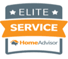 %Imagetitle% | Good Tidings Plumbing, Heating &Amp; Cooling HomeAdvisor Elite Service badge featuring a gray shield with white stars, an orange banner reading "Service," and the HomeAdvisor logo at the bottom.