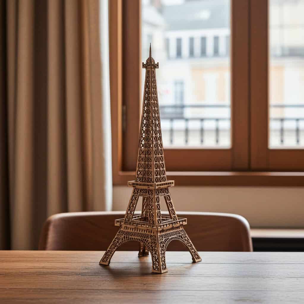 1. Model De Turn Eiffel Din Lemn, Gravare Laser Pe Suveniruri Turistice.