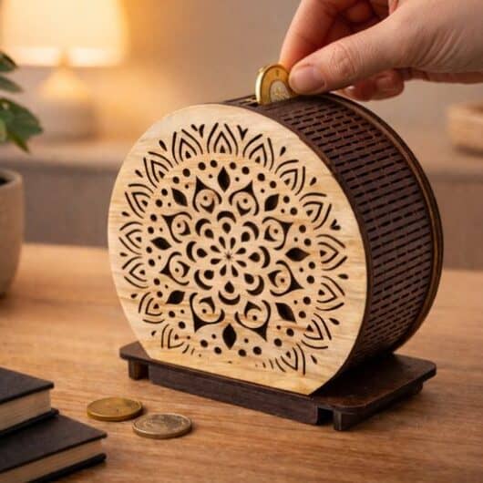 Pusculita pentru bani din lemn