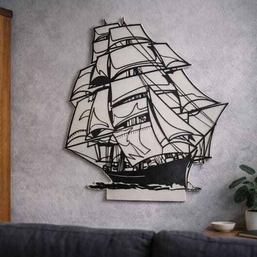 1. Sculptură decorativă din metal cu nave pirat, artistică și personalizată.