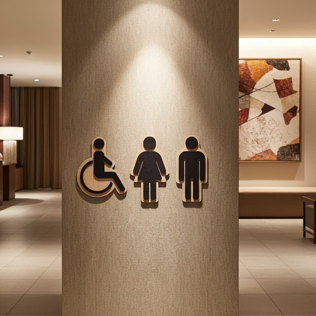 Set Indicatori Toaleta din Lemn