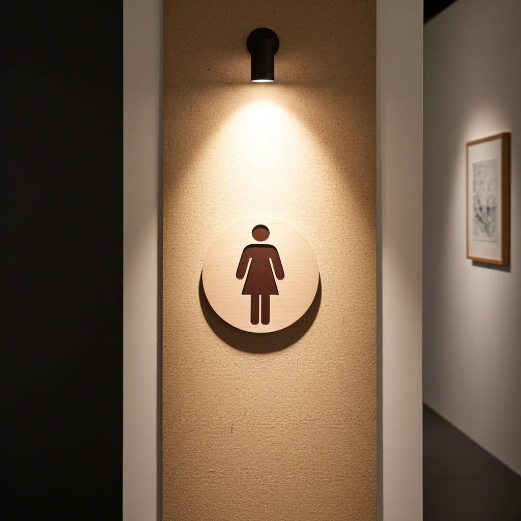 Indicator De Toaletă Premium Din Lemn Natural, Decupat Și Gravat Cu Laser Pentru Un Finisaj Elegant Și Durabil. Design Rafinat, Ideal Pentru Spații Moderne, Hoteluri Boutique, Restaurante Și Locații Premium.