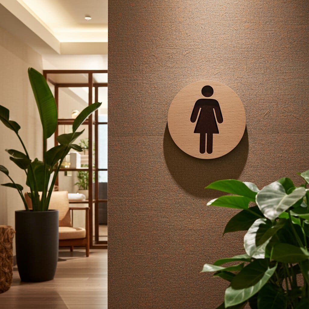 Indicatoare Din Lemn Gravate Pentru Toalete Moderne Si Elegante. Gravarelaser, Design Personalizat Si Calitate Superioara.