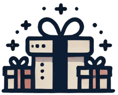 A stylish icon of a gift box with a bow, representing birthday greetings and celebratory wishes.