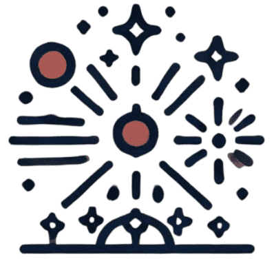 A minimalist icon representing festival wishes with fireworks and sparkles.